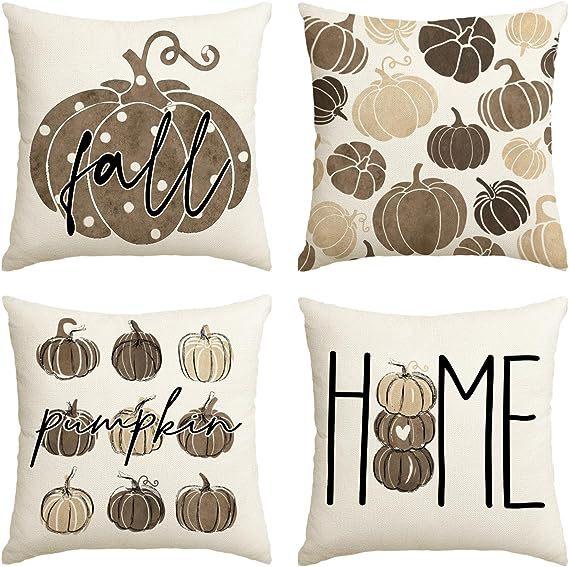 Autumn Thanksgiving Pillow Cover Set of Four Pumpkin Car Decoration Cushion Back Cover