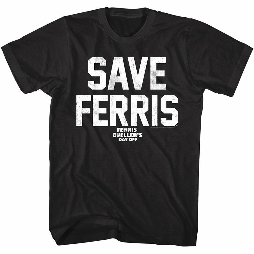 Ferris Bueller Day Off SAVE FERRIS Men T Shirt Black Funny Comedy Movie XL