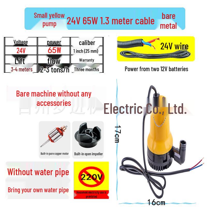 Submersible Pump for Electric Vehicles & Agricultural Irrigation - 12V/24V/48V/60V/72V