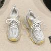 Moda 2025 Grube Skórzane Sneakersy Letnie Casualowe Wulkanizowane Buty Kobieta Wysoka Platforma Oddychające Siateczkowe Sneakersy 10CM Sportowe Buty Taty