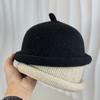 with Short Brim Knitted Hat Solid Color Landlord Hats Fashion Knitted Melon Skin Hats  Winter