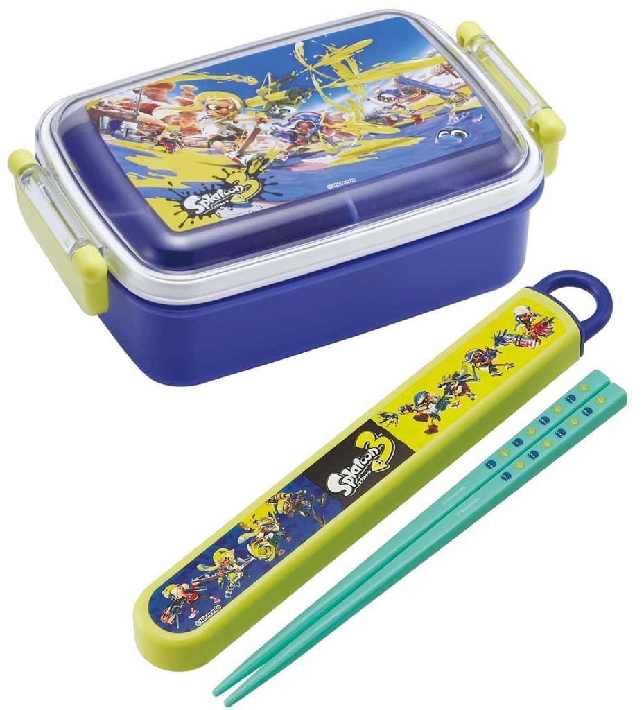 Skater Bento with a Soft Single Made in Splatoon 3 for Boys Children's Box, 450ml, Dome-Shaped Lid, Tier, Japan, Design, (RBF3ANAG-A)