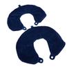 2pcs Navy Blue U Shaped Pillow Cover Travel Replacement Cover Soft Zippered Neck Pillow Case