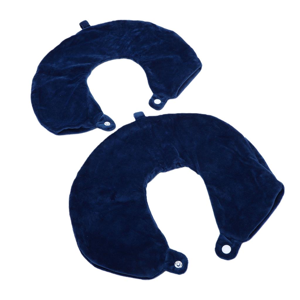 2pcs Navy Blue U Shaped Pillow Cover Travel Replacement Cover Soft Zippered Neck Pillow Case