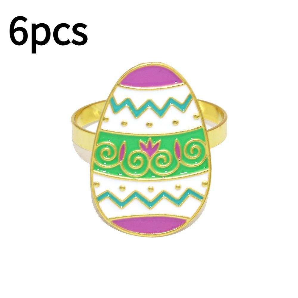 

6pcs Rabbit Egg Napkin Ring, Easter Napkin Buckle, Easter Egg Napkin, Easter Decoration Napkin Ring, Party Decoration Supplies