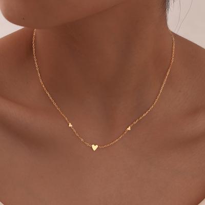 Stal Nierdzewna 316L Mini Serce Łańcuszek na Szyję Choker Naszyjnik Damski Łańcuszek Prosta Biżuteria
