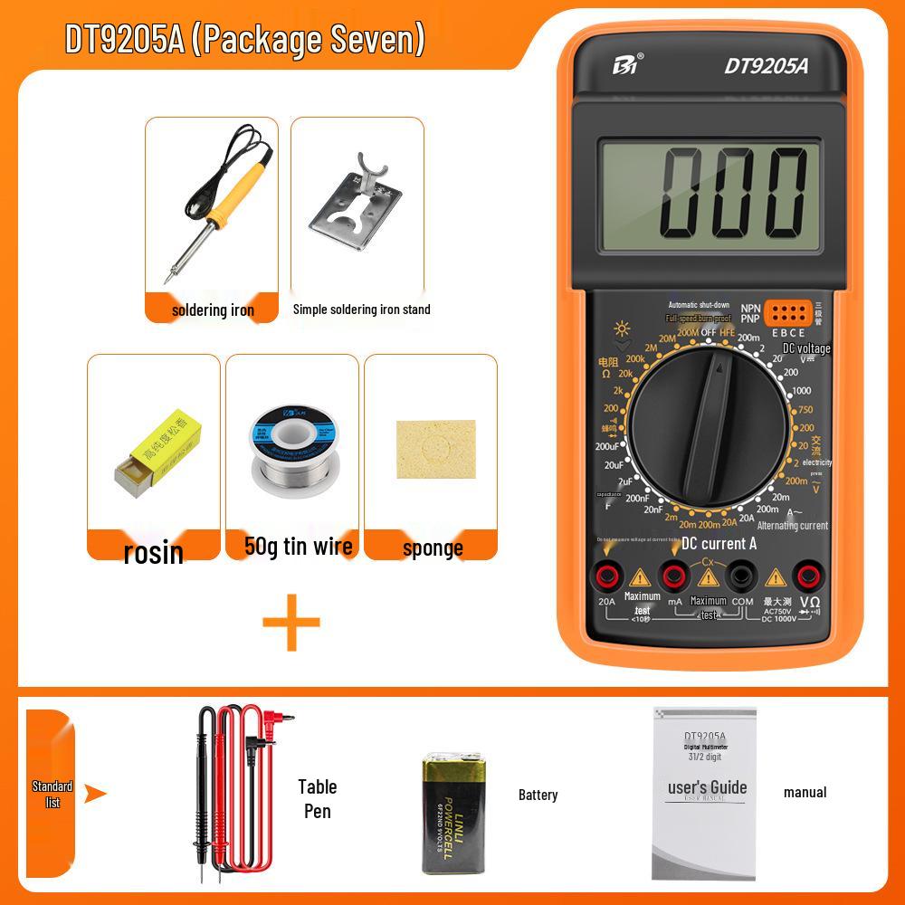 High Precision Anti-Burn Digital Multimeter Electrician's Model DT9205A/9205P-S9205PRO