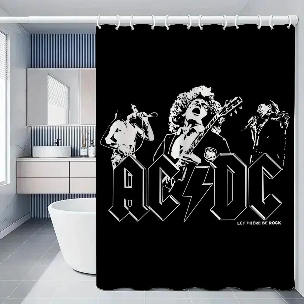 

Rock-ACDC Shower Curtain for Bathroom Accessories Folding Partition Bath Curtains Bedrooms Waterproof Fabric Things the Set Ho 150x180cm