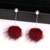 Day Earrings Autumn And Winter Fashion Exaggerated Mink Hair Ball Long Hair Ball Earrings Stud Earrings Women'S Jewelry