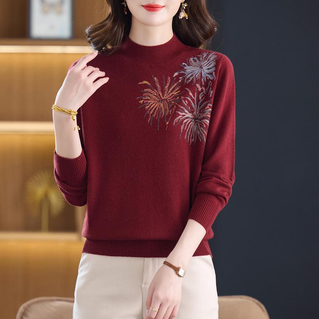 Damski sweter wełniany w dużych rozmiarach 2025 - 100% wełna, zimowa warstwa bazowa, modna bielizna wewnętrzna o luźnym kroju dla kobiet