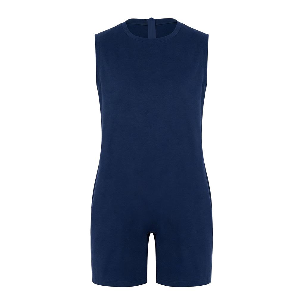 Mens Adaptive Nursing Jumpsuit Rompers Sleeveless Back Zipper Round Neck Short Bottoms Bodysuit