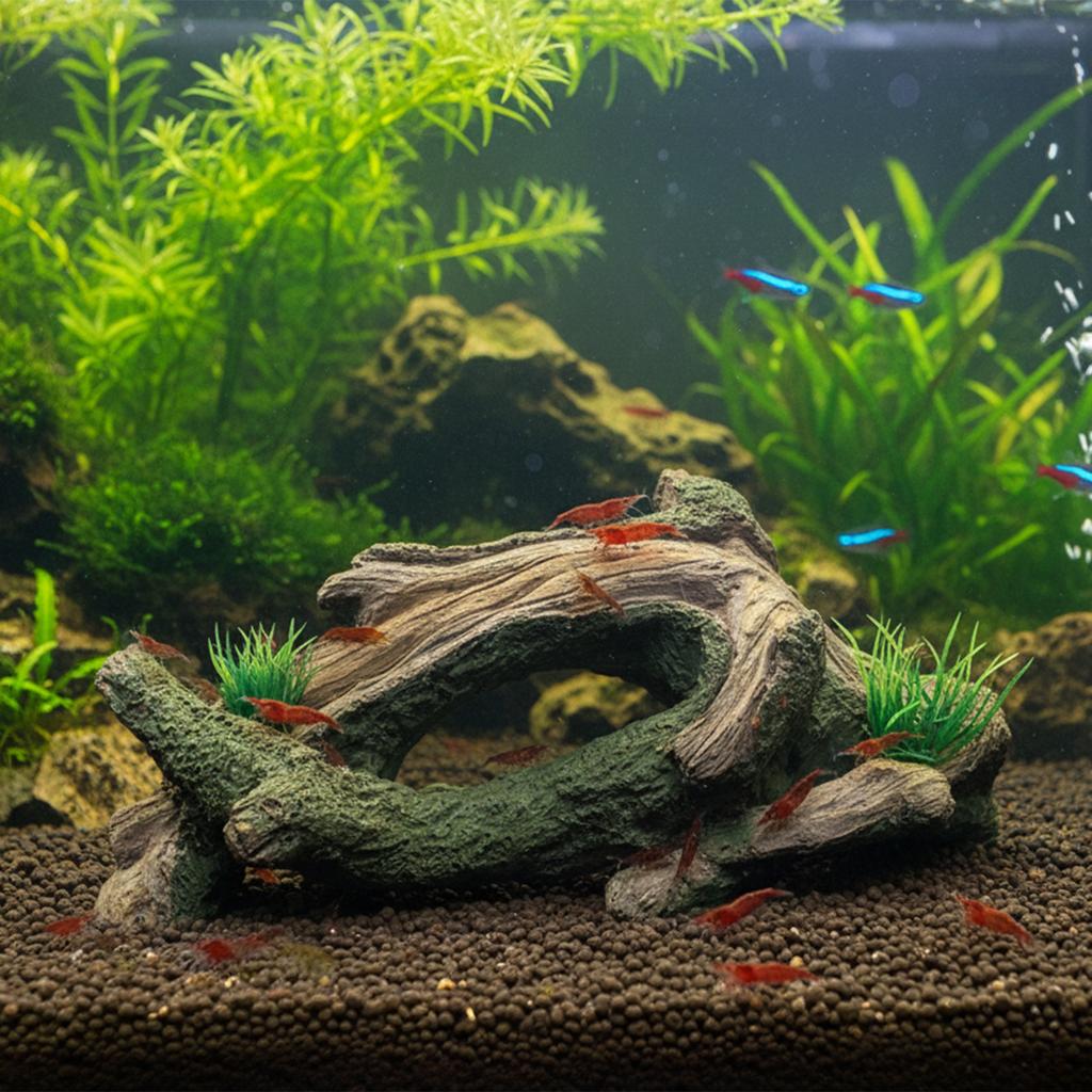 Aquarium Driftwood Tree Root Hideout for Fish & Shrimp, Natural Durable & Corrosion Resistant, Suitable for Freshwater & Saltwater Tanks