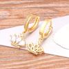 Trendy Bohemian Zircon Hollow Blue Evil Eye Hoop Earrings for Women Cute Unique Gold Color Crystal Drop Earrings Party Jewelry