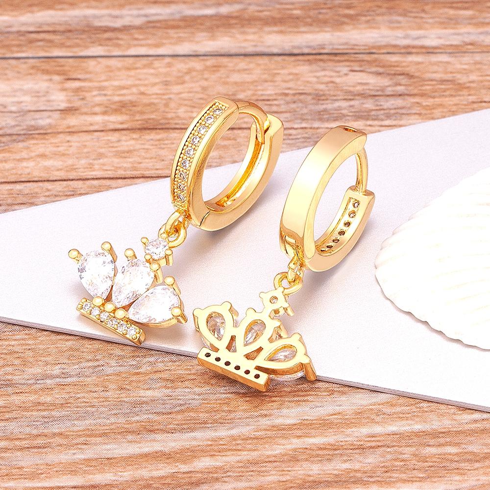 Trendy Bohemian Zircon Hollow Blue Evil Eye Hoop Earrings for Women Cute Unique Gold Color Crystal Drop Earrings Party Jewelry