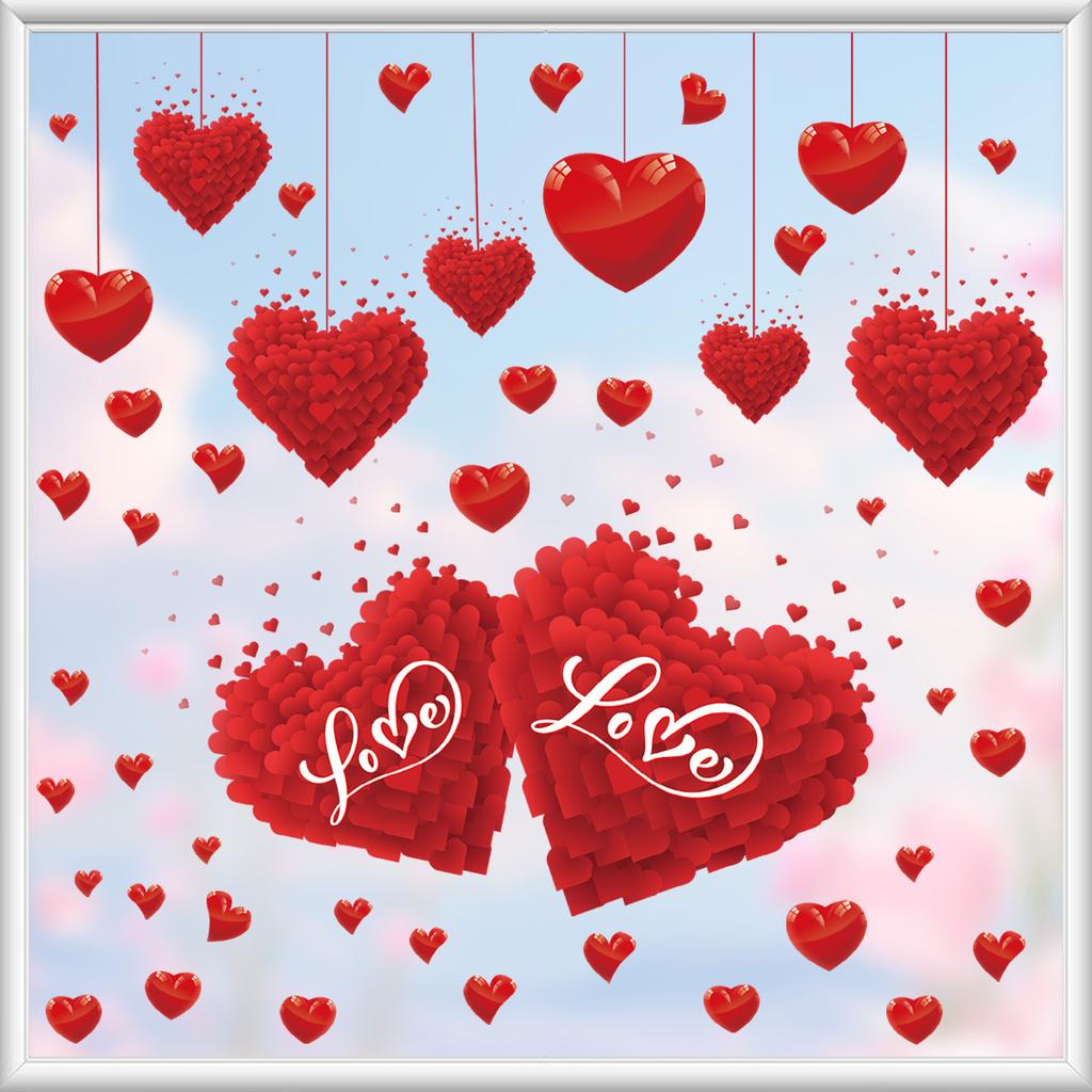 2026 Nya Alla hjärtans dag Dekorationer Statiska Klistermärken Köpcentrum Fönsterutställning Klistermärken Entrévägg Prydnad