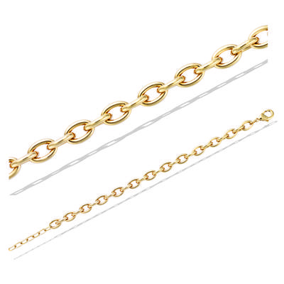 [R5175] - Gold Plated 'Alternating Mesh' Bracelet - 18 Cm + 3 Cm - 7 Mm