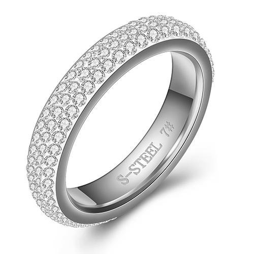 Rhinestone Multicolor Crystal Engagement Ring Stainless Steel Fashion Jewelry For Women Gift