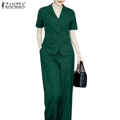 Women Short Sleeve Blouse and Pants Casual Two Piece Sets