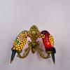 Vintage Style Wall Sconce, Parrot Design Wall Light with Stained Glass Shade, 2 Lights Birds Wall Lamp for Porch Bedroom