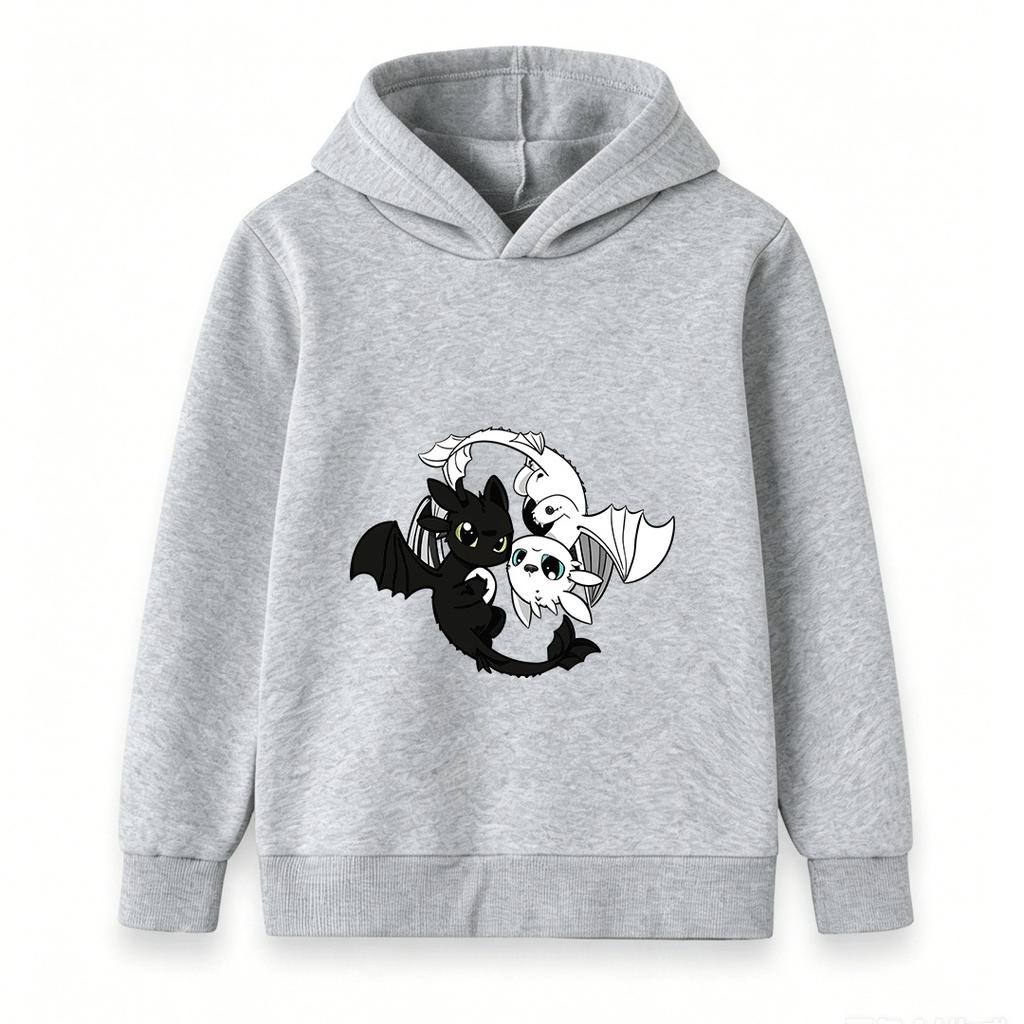 Kids Boys Girls Hoodie Toothless Light Fury Dragon Printed Casual Pullover Hooded Sweatshirt For Children Soft Warm Daily Tops