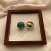 Emerald Big Gem Stud Earrings, Retro Court Luxury Texture Niche Design, High-End Light Luxury Earrings.