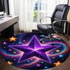 1pc Cosmic Starry Sky Chair Carpet for Office, Round Polyester Mat, Indoor Decor for Office, Easycare Fabric, Washable Non-slip Area Carpet