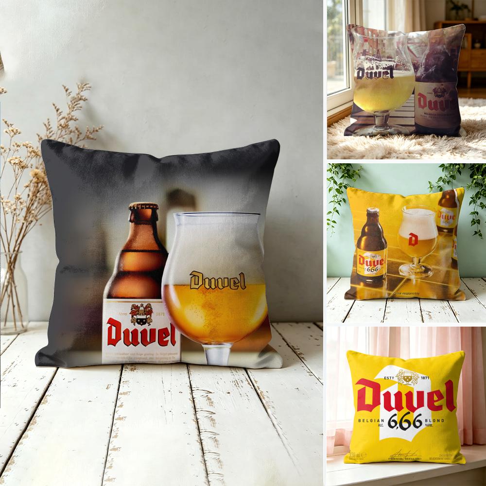 DDuvel Beer Beer Logo Cushion Cover Square Short Plush Pillow Case Living Room Sofa Home Decor Funda X