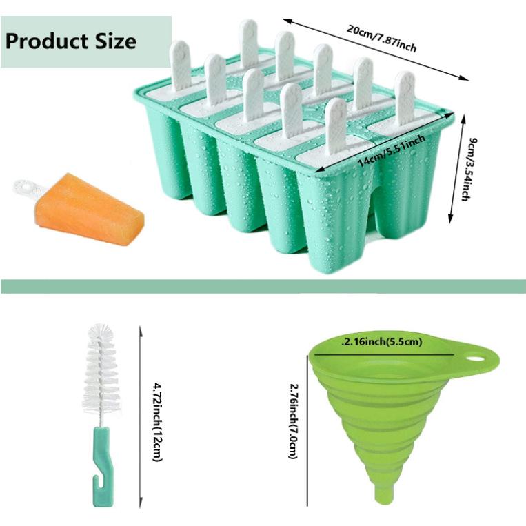 Silicone Ice Cream & Popsicle Mold - 12, 10, 6, 4 Cavities for DIY Treats