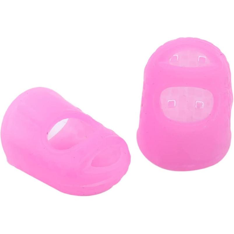 5Pcs Pink Rubber Finger Tips Guard Non-Slip Finger Pads Grips Assorted Colors Finger Protector Covers for Sorting Task, Paperwork, Wax Carving Finger
