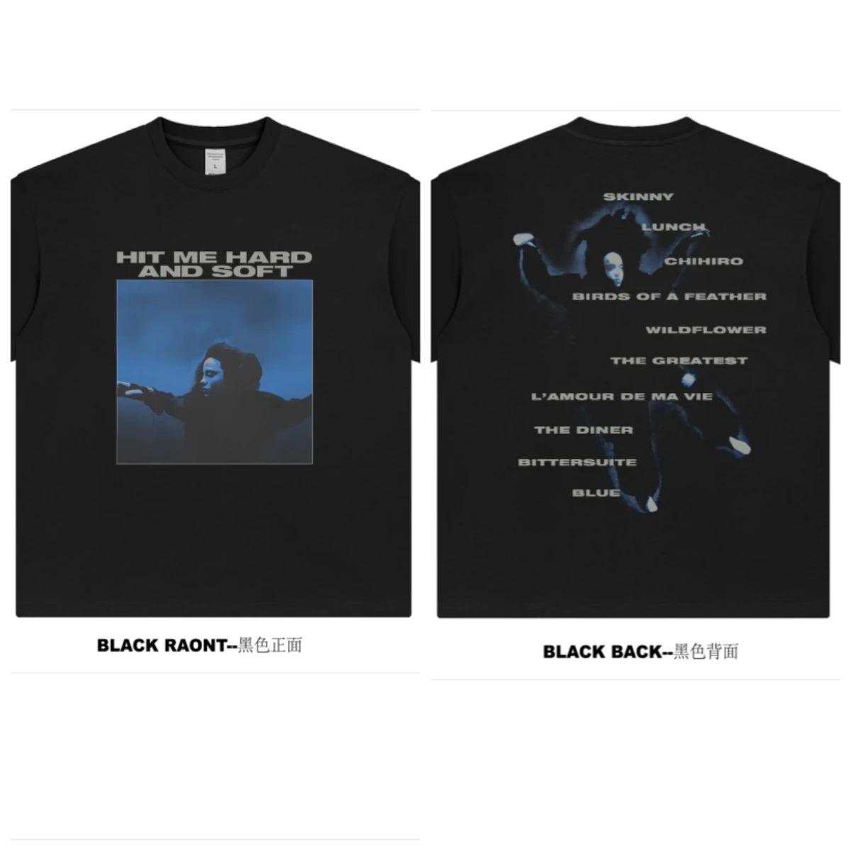 The Same Style As BILLIE s HIT ME HARD AND SOFT Album Print Men s and Women s American Pure Cotton Short-sleeved Shirt 4XL