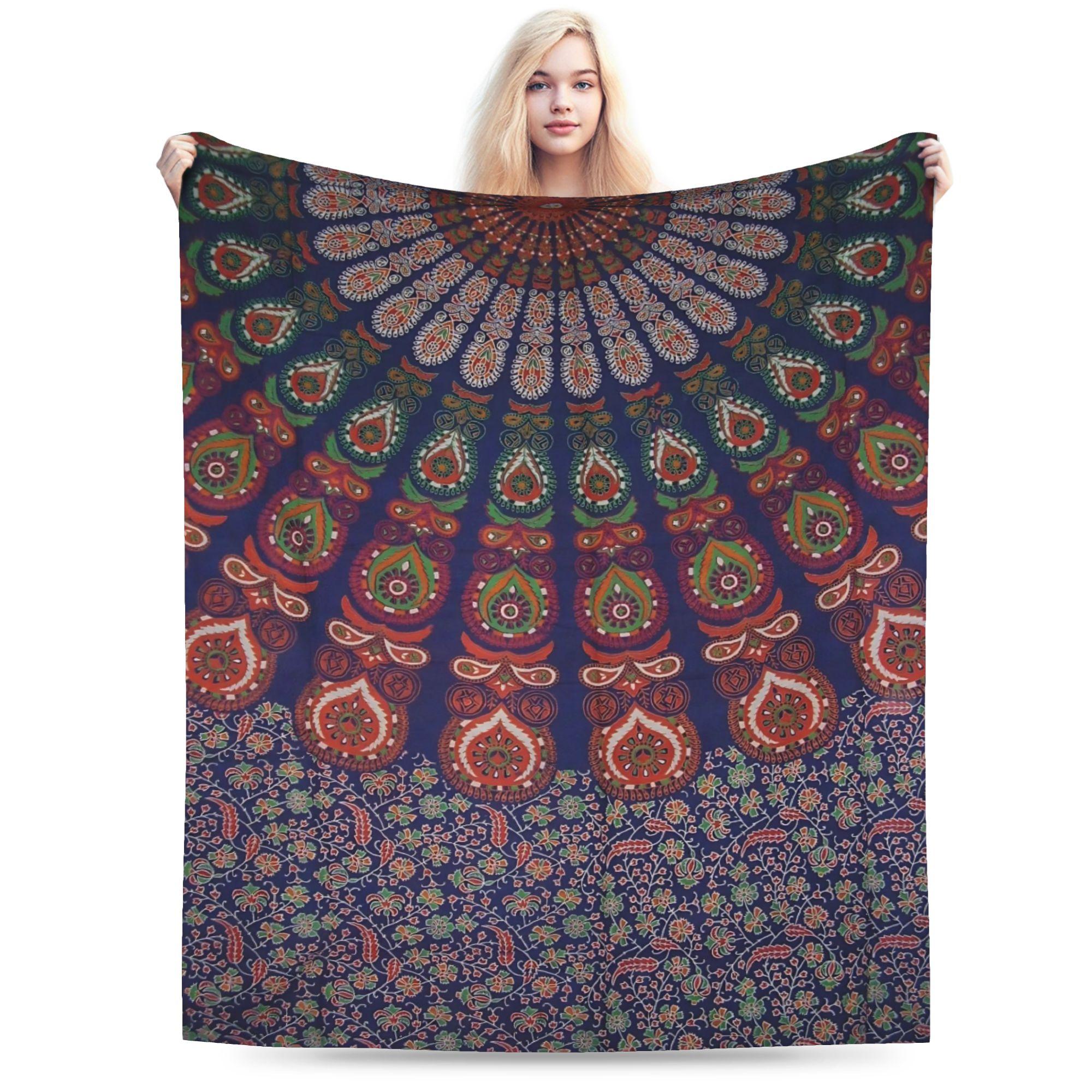 Retro Bohemian Woven Pattern  Flannel Blankets Spring  Super Warm Throw Blanket Living Room Novelty Bedspread Sofa Bed Cover 130x150cm