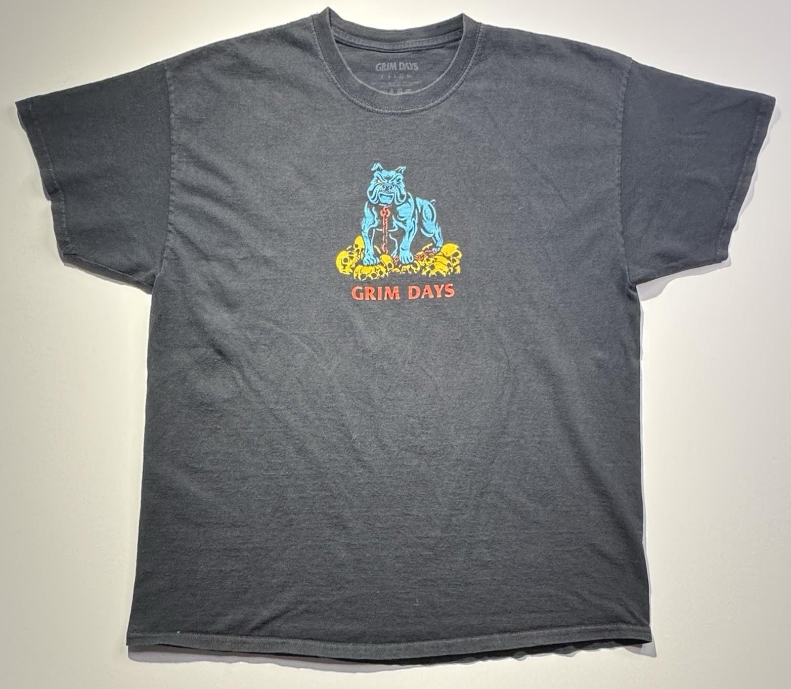 Grim Days Men’s XL Black Faded Graphic Tee Punk Streetwear Y2K Unisex T-Shirt L