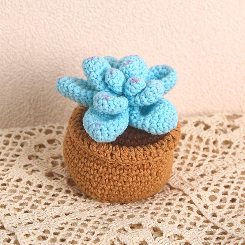Handmade Emotional Support Crochet Plant Desktop Ornament Positive Crochet Succulents Doll Home Room Decoration Christmas Gift