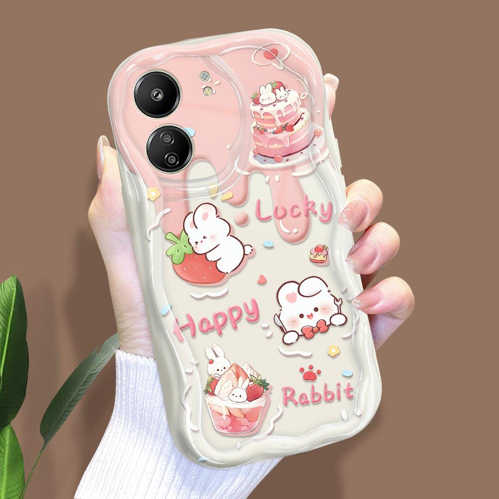 Søt tegneseriemønster kremteksturhylster Bølget kant mykt silikondeksel Telefondeksel til Xiaomi Redmi