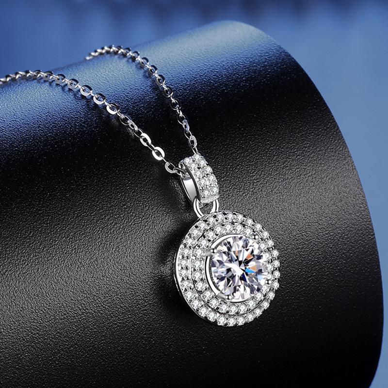 S925 Sterling Silver Classic Moissanite Pendant Necklace - Fashionable Jewelry Gift for Girlfriends