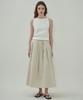 Mot Flare Cotton Long Skirt - Stripe Cream