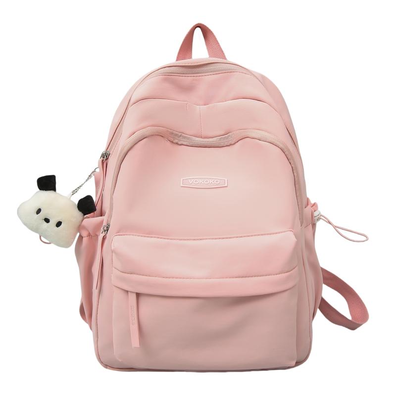 

Solid Color Backpack Women s Travel Backpack Large Capacity Student Schoolbag Small розовый