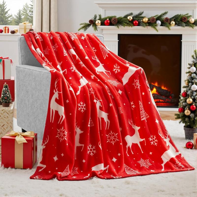 Christmas Throw Blanket Soft Flannel Christmas Blanket Warm Plush Holiday Decor Throw - Winter Cozy Present Throw for Couch