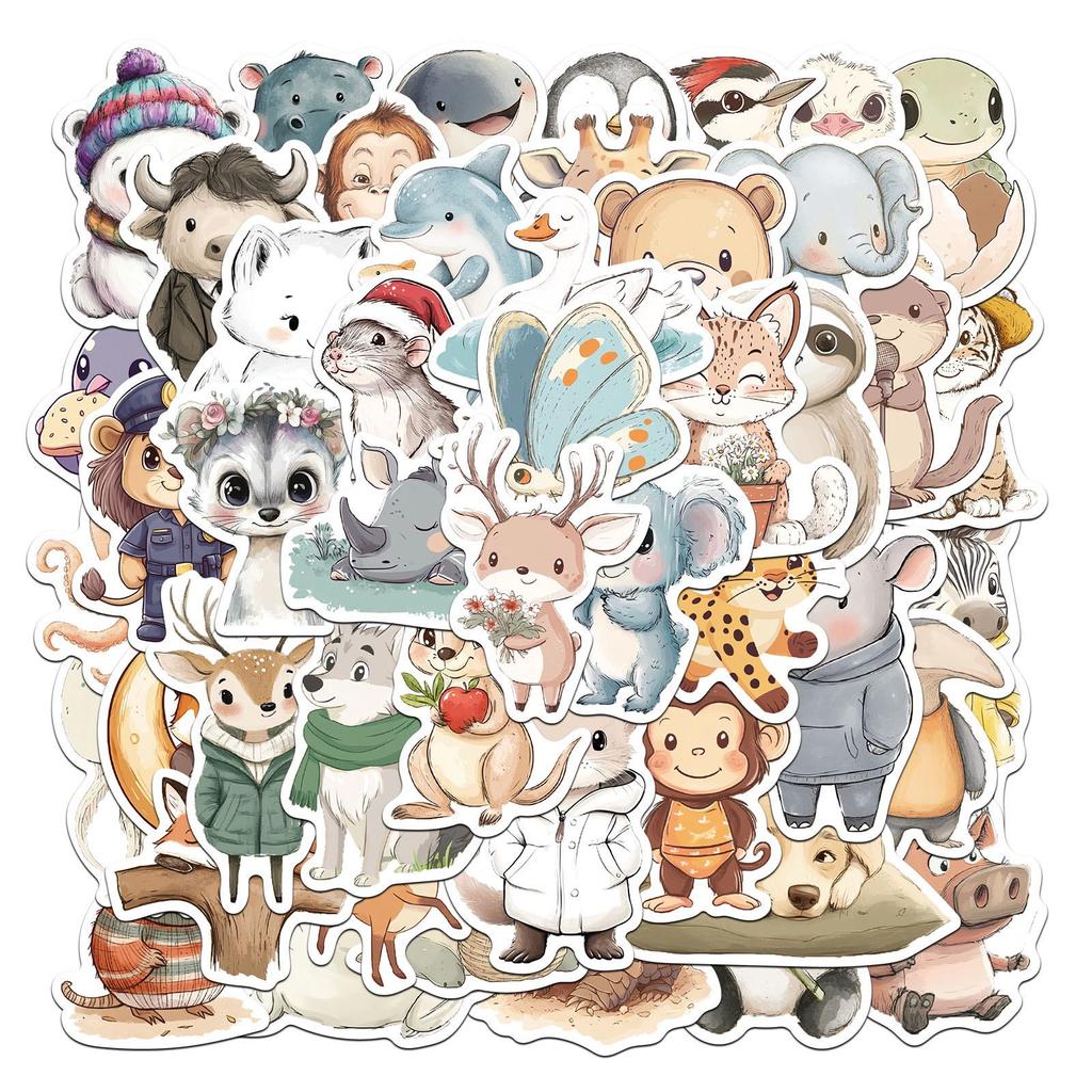 Sada samolepek divoké zvěře: Los, Alpaka, Panda & Lev