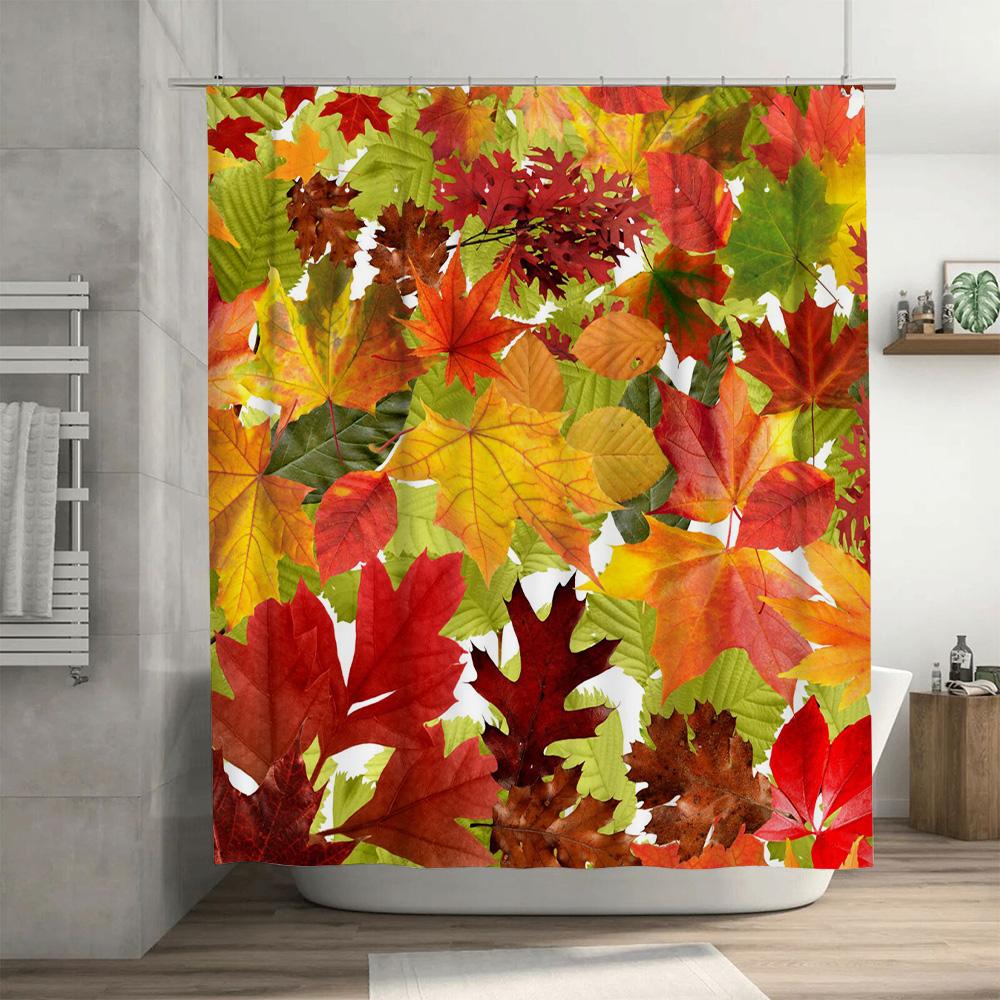 Autumn Leaves Shower Curtain Bath Decor For Fall Home Decoration