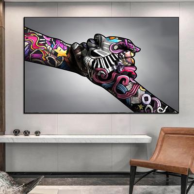 Street Graffiti Art Canvas Painting, Hand In Hand Fist, Posters and Prints, Abstract Wall Pictures for Living Room Home Decor