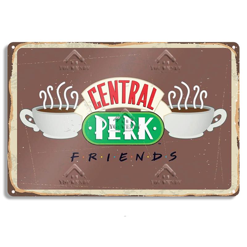 Central Perk Friends Kaffee, Vintage Metallblechschild, Dekorative Plakette, Retro Schild Cafe Küche Wohnzimmer Bar Poster, UW83