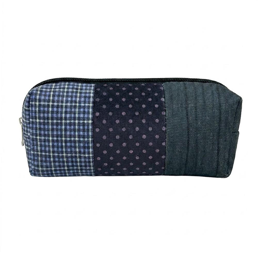 Large Capacity Pencil Case Polka Dot & Plaid Stationery Bag Durable Pencil Pouch Students чёрный