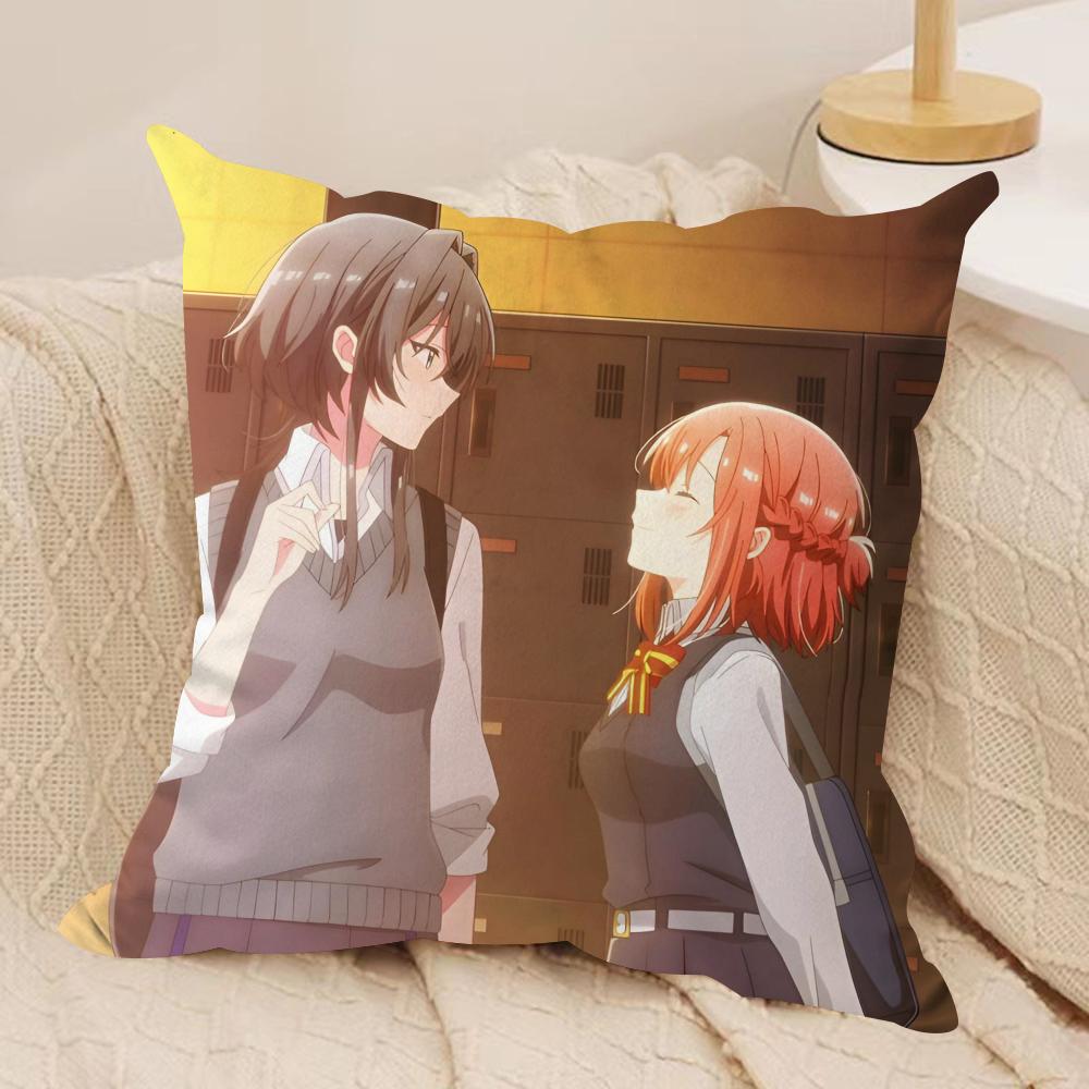 Hikikomari Kyuuketsuki no Monmon Cushion Cover Soft Plush Fabric Double-Sided Printed Sofa Cushion Cover for All Seasons Decor