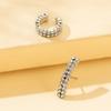 Double Fashionable Row Rhinestone Earrings Set With Asymmetric Design