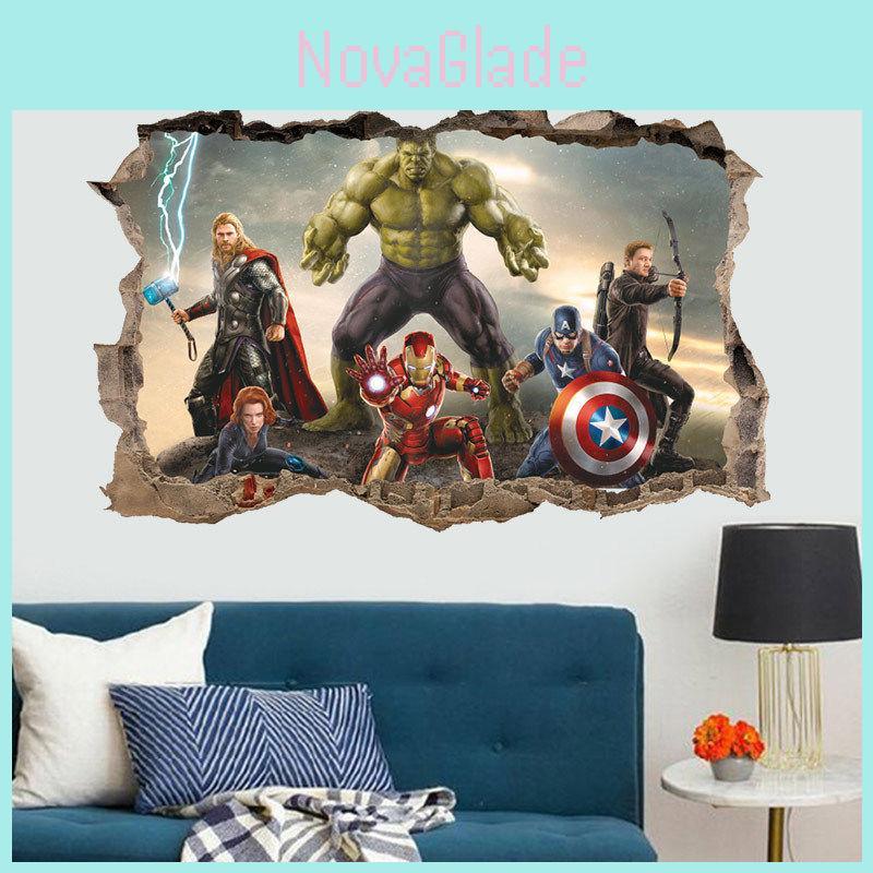 Superior Quality Avengers 3d Wall Sticker Multicolor Mural Art Poster For Kids Rooms