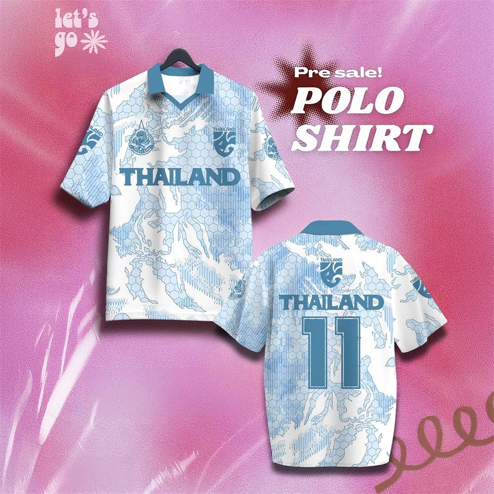 THAILAND Football Soccer Polo Vintage Shirt National Flag Elephant Logo Badge Map Unisex Men Women JERSEY Print Quick Dry Short Sleeve Uniform