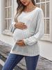 Plus-size Women's Comfortable Color Lantrn Sleeve Maternity Top