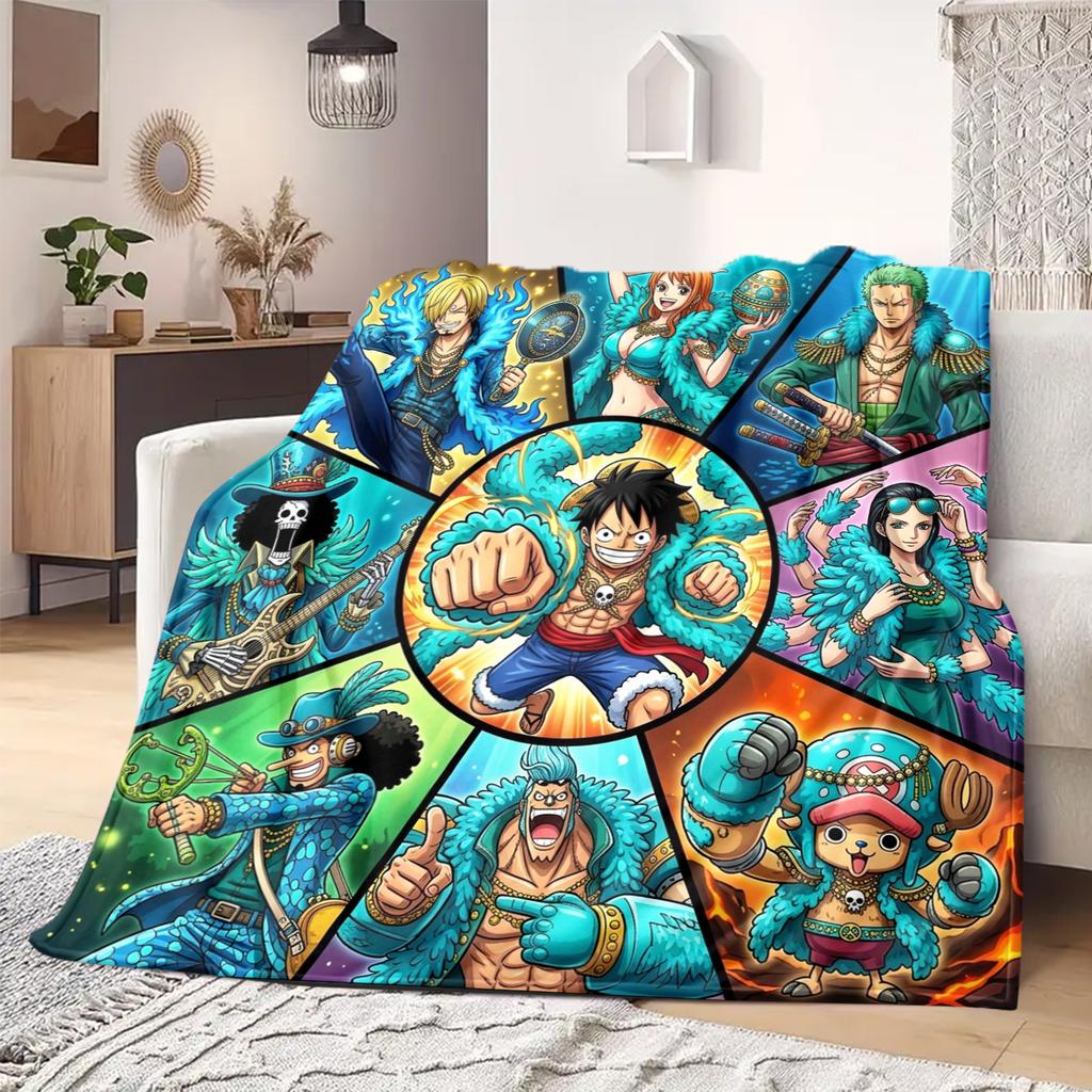 One Piece Art Flannel Blanket Vibrant Design Ideal For Bedroom Sofa Bed Chair Picnic Travel -HE38