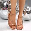 Fashion Luxury Pearl Flower Narrow Band Ankle Strap Sandals Women 2025 Summer Square Toe High Heel Sandals Sexy Party Dress Shoes Women